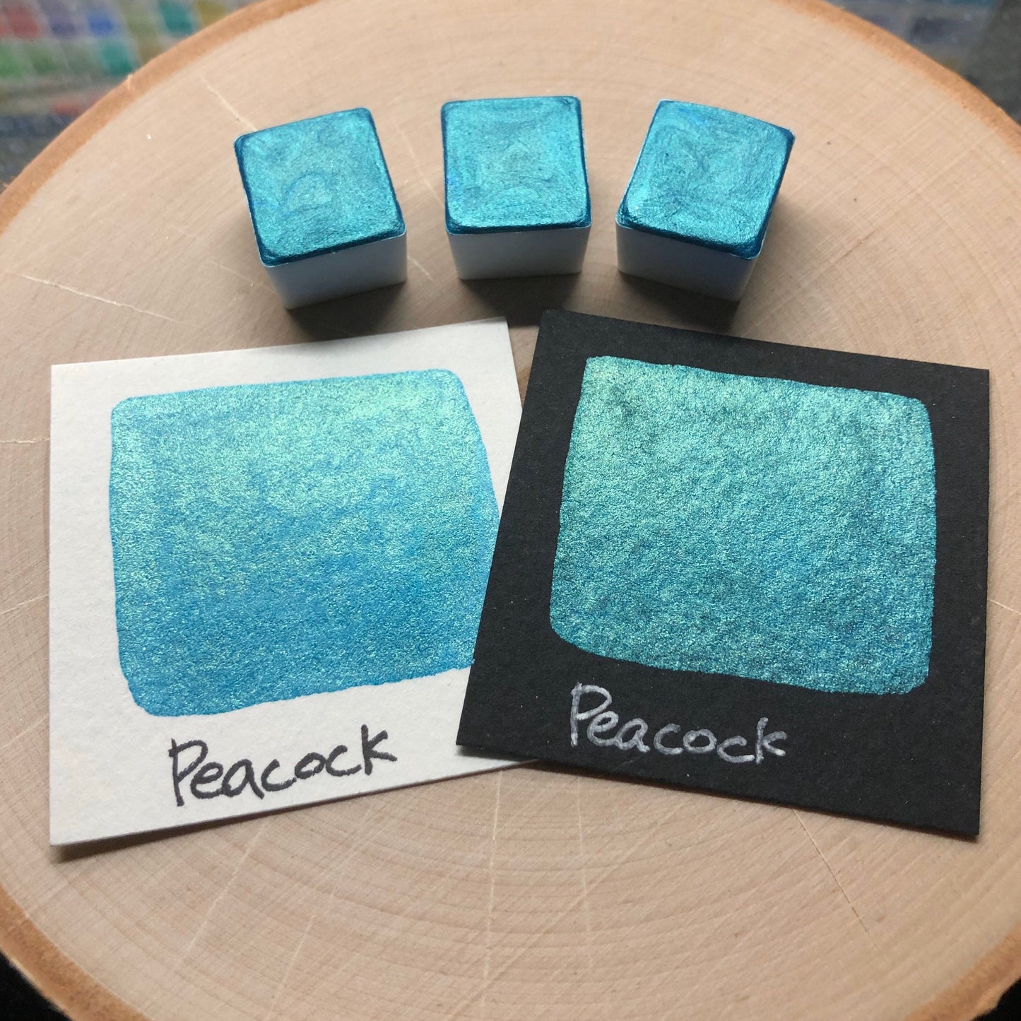 Peacock teal watercolor paints half pans