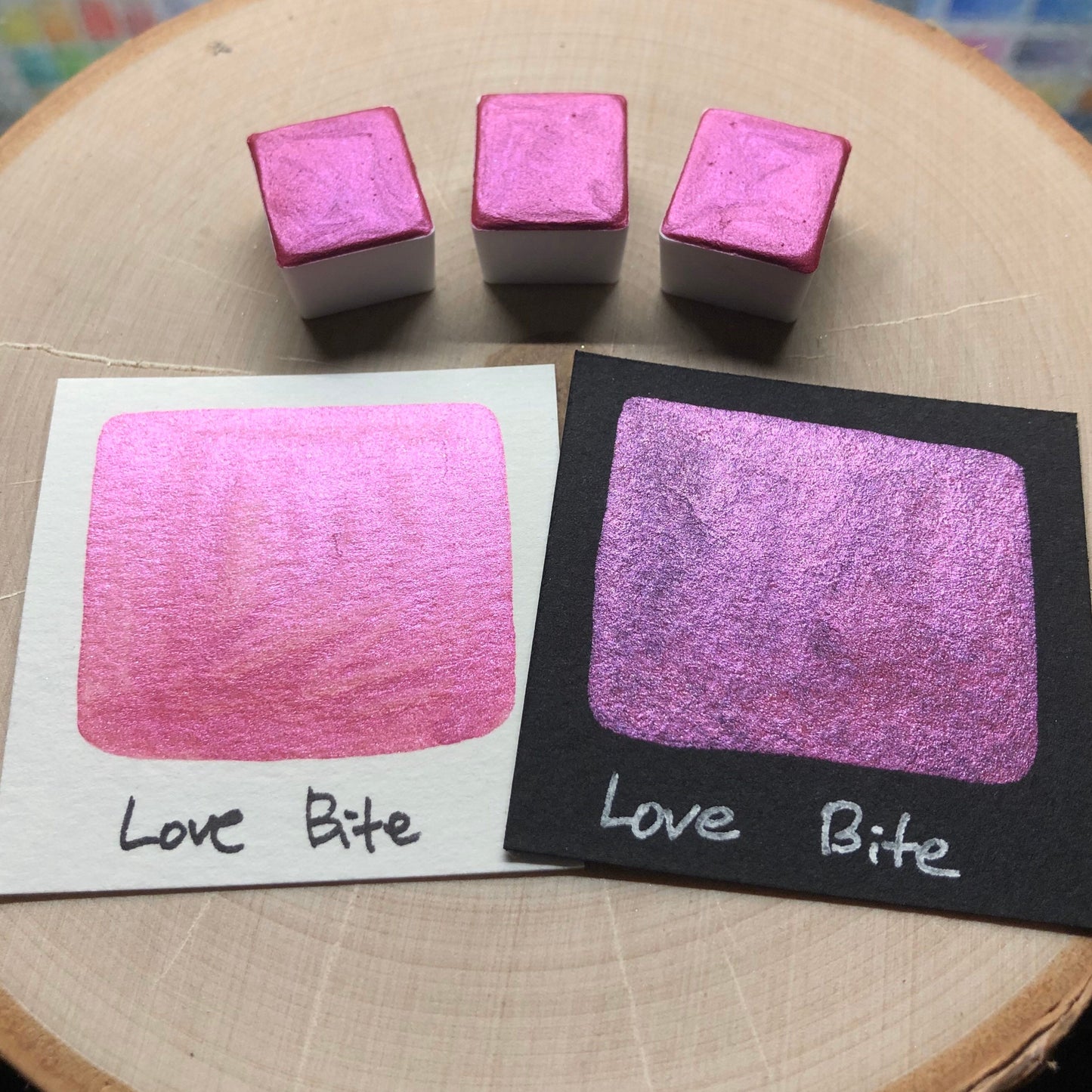 Love bite pink watercolor paints half pan