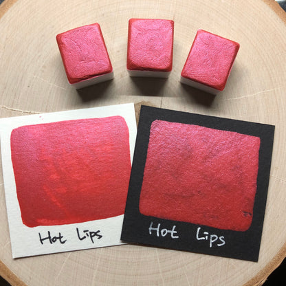 Hot lips pink watercolor paints half pans