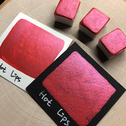 Hot lips pink watercolor paints half pans