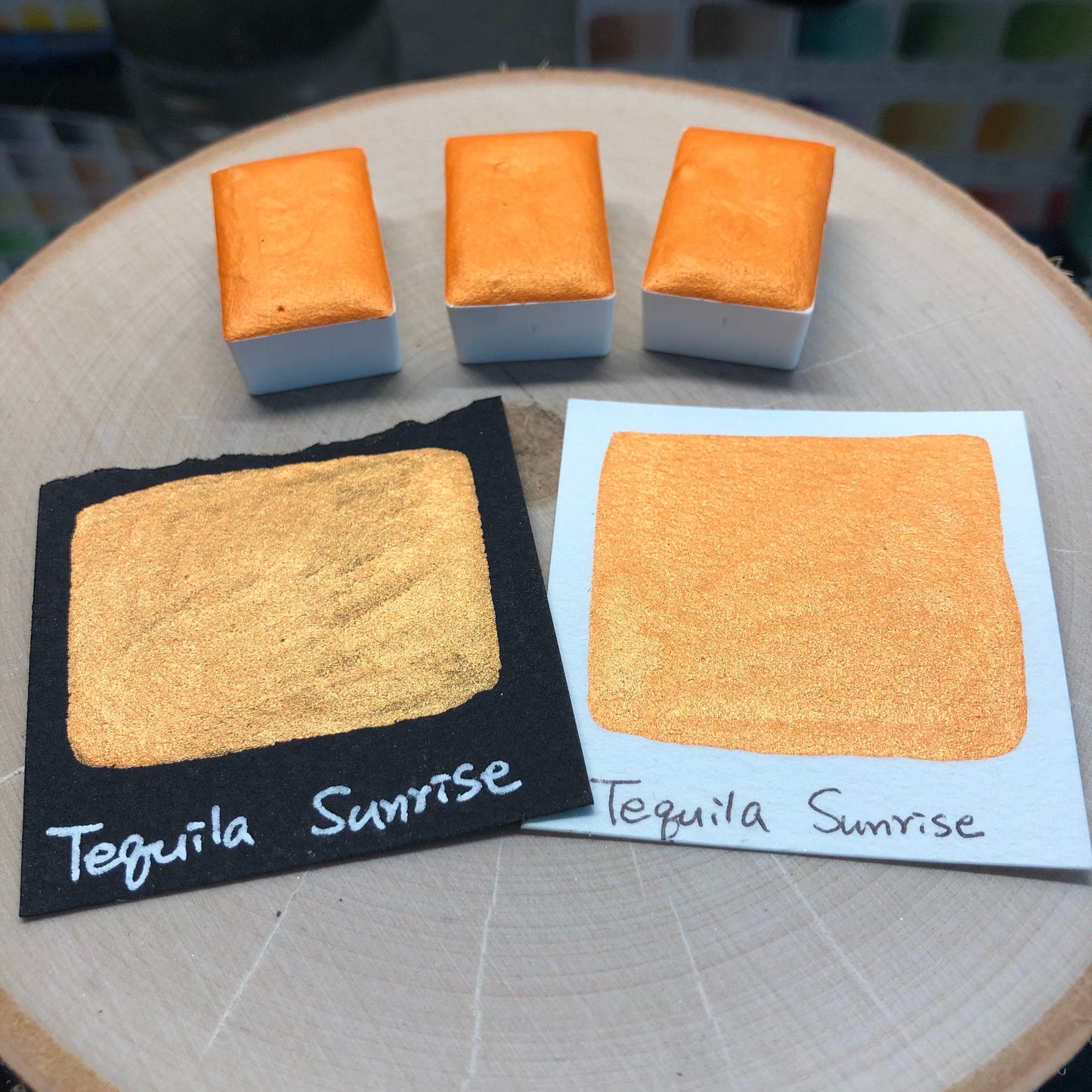 Tequila sunrise orange watercolor paints Half pan