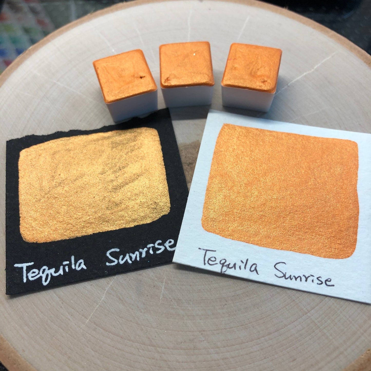 Tequila sunrise orange watercolor paints Half pan