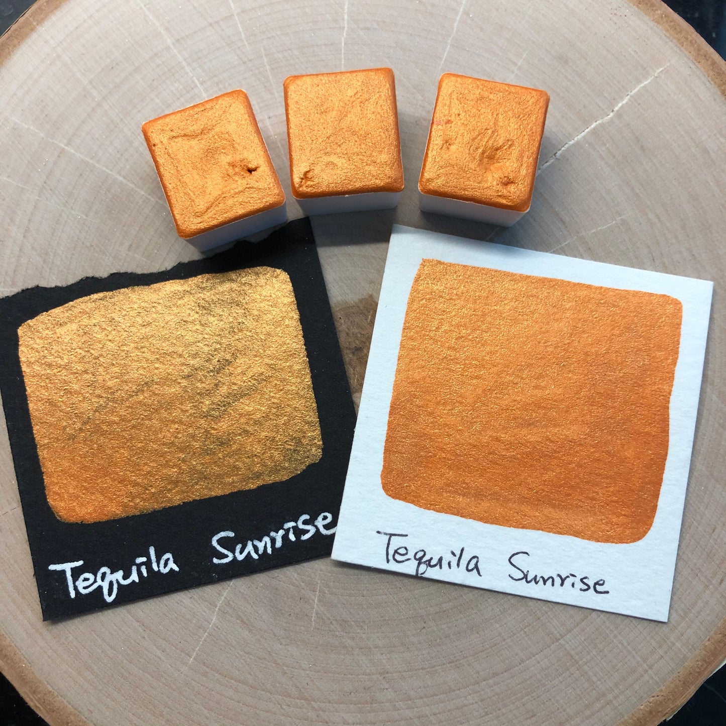 Tequila sunrise orange watercolor paints Half pan