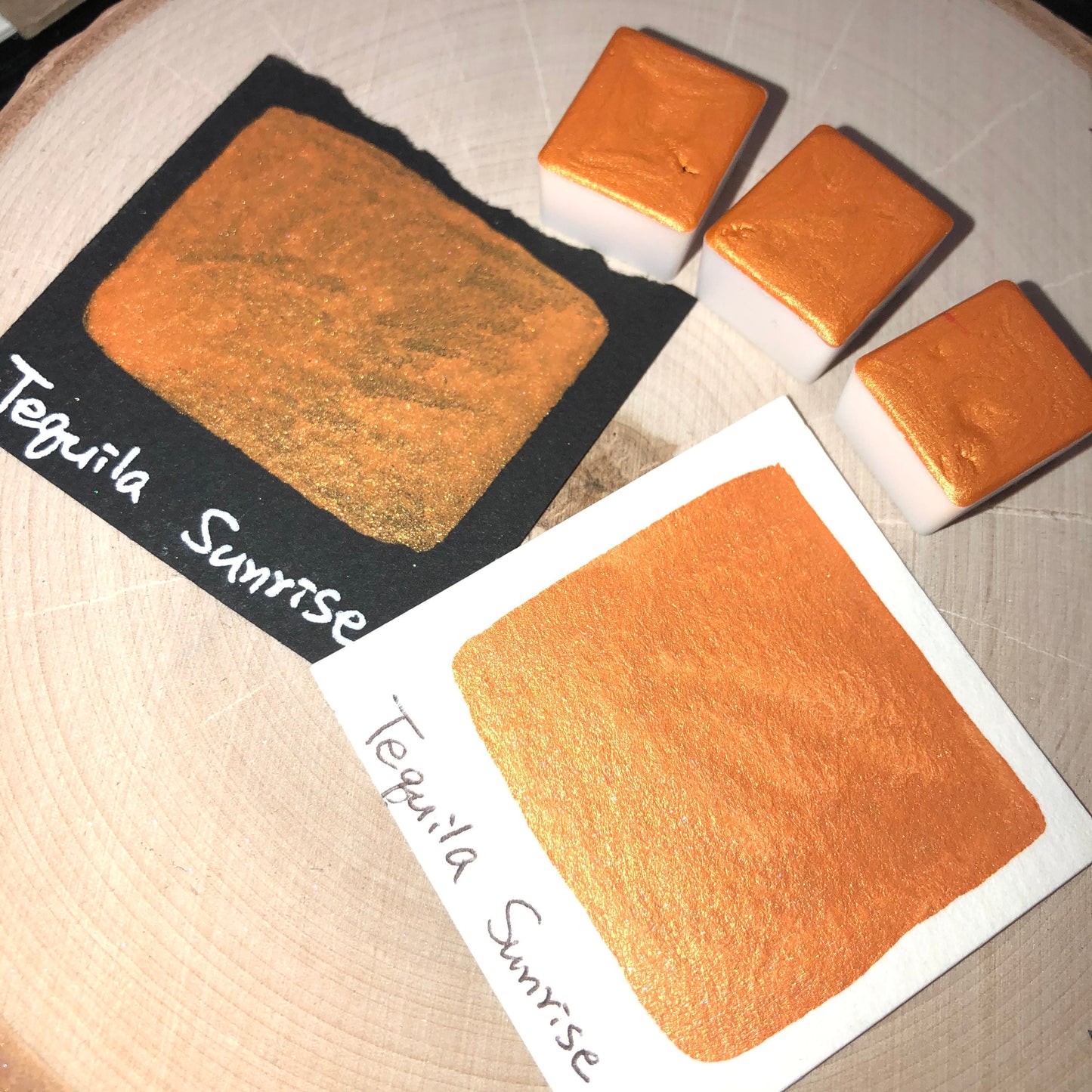 Tequila sunrise orange watercolor paints Half pan