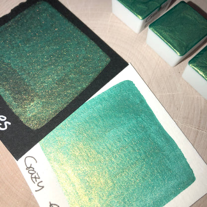 Crazy eyes green watercolor paints half pan