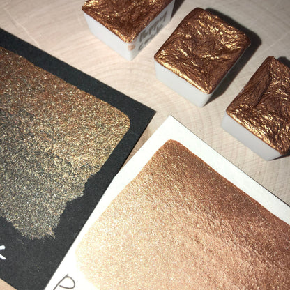 Poppycock gold watercolor paints half pan