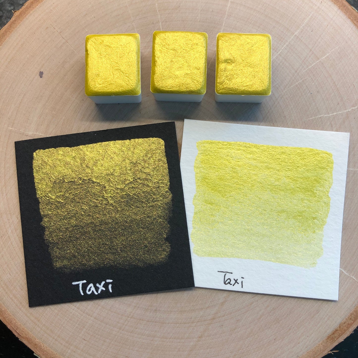 Taxi yellow watercolor paints half pan