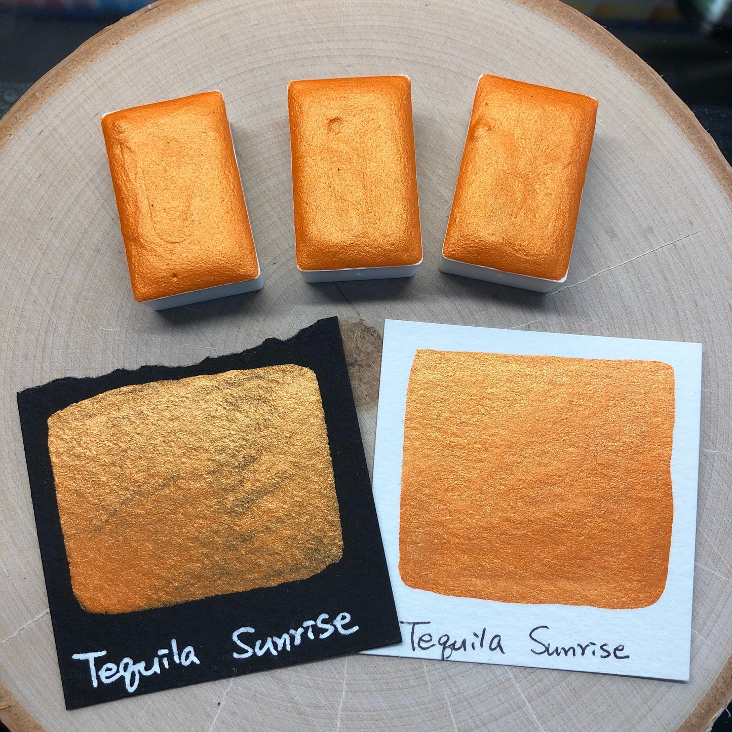 Tequila sunrise orange watercolor paints Half pan