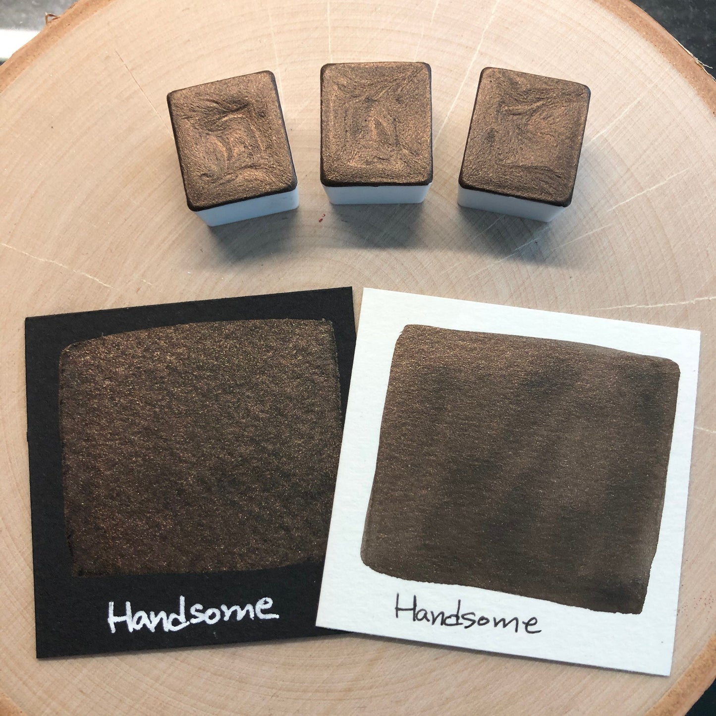 Handsome brown watercolor paints half pan