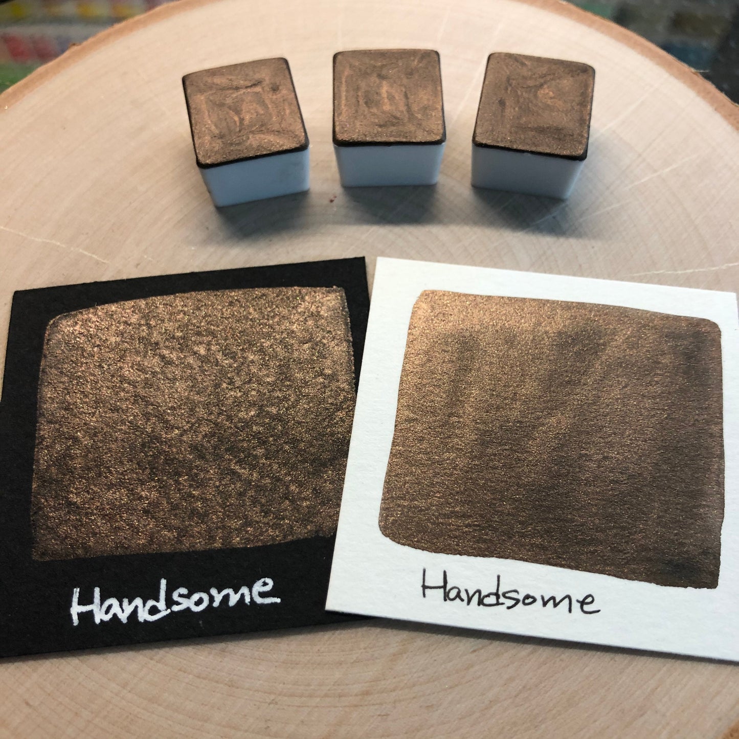 Handsome brown watercolor paints half pan