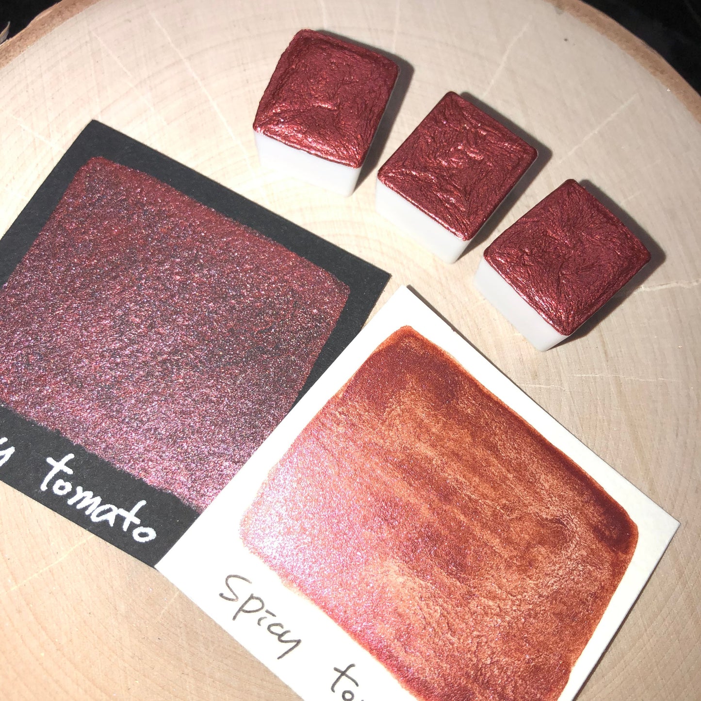 Spicy tomato red watercolor paints half pans