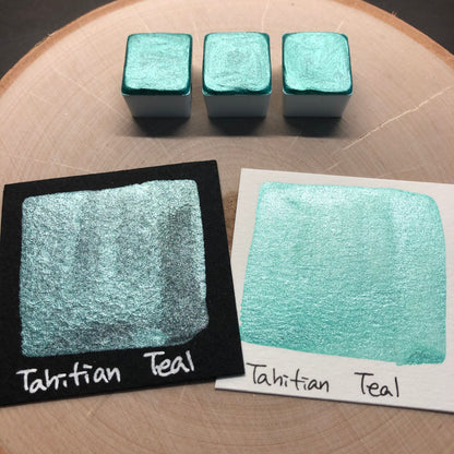 Tahitian teal watercolor paints half pan