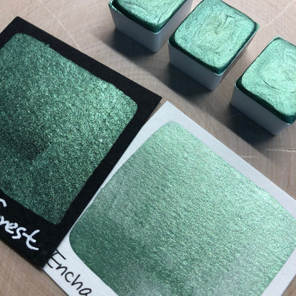 Enchanted forest green watercolor paints half pans