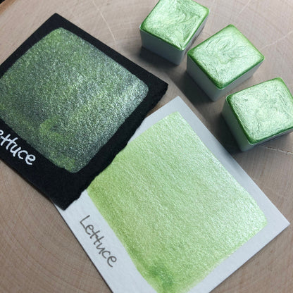 Lettuce green watercolor paints half pans