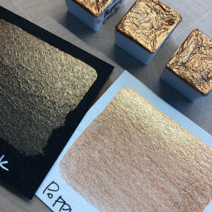 Poppycock gold watercolor paints half pan