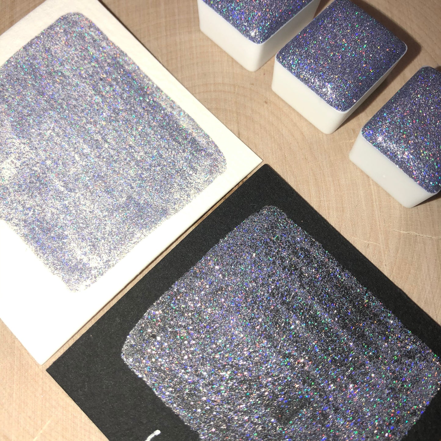 HG4 Holo Glitter Handmade watercolor paints holographic half pans.