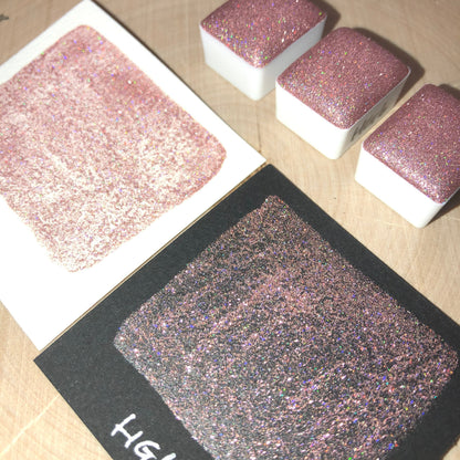 HG6 Holo Glitter Handmade watercolor paints holographic half pan