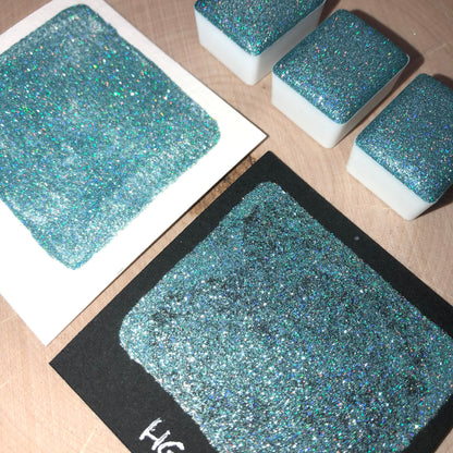 HG9 Holo Glitter Handmade watercolor paints holographic half pan