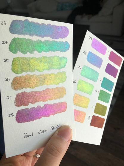 Pearl CS Half set (23 to 28)Handmade color shift watercolor paints half pans