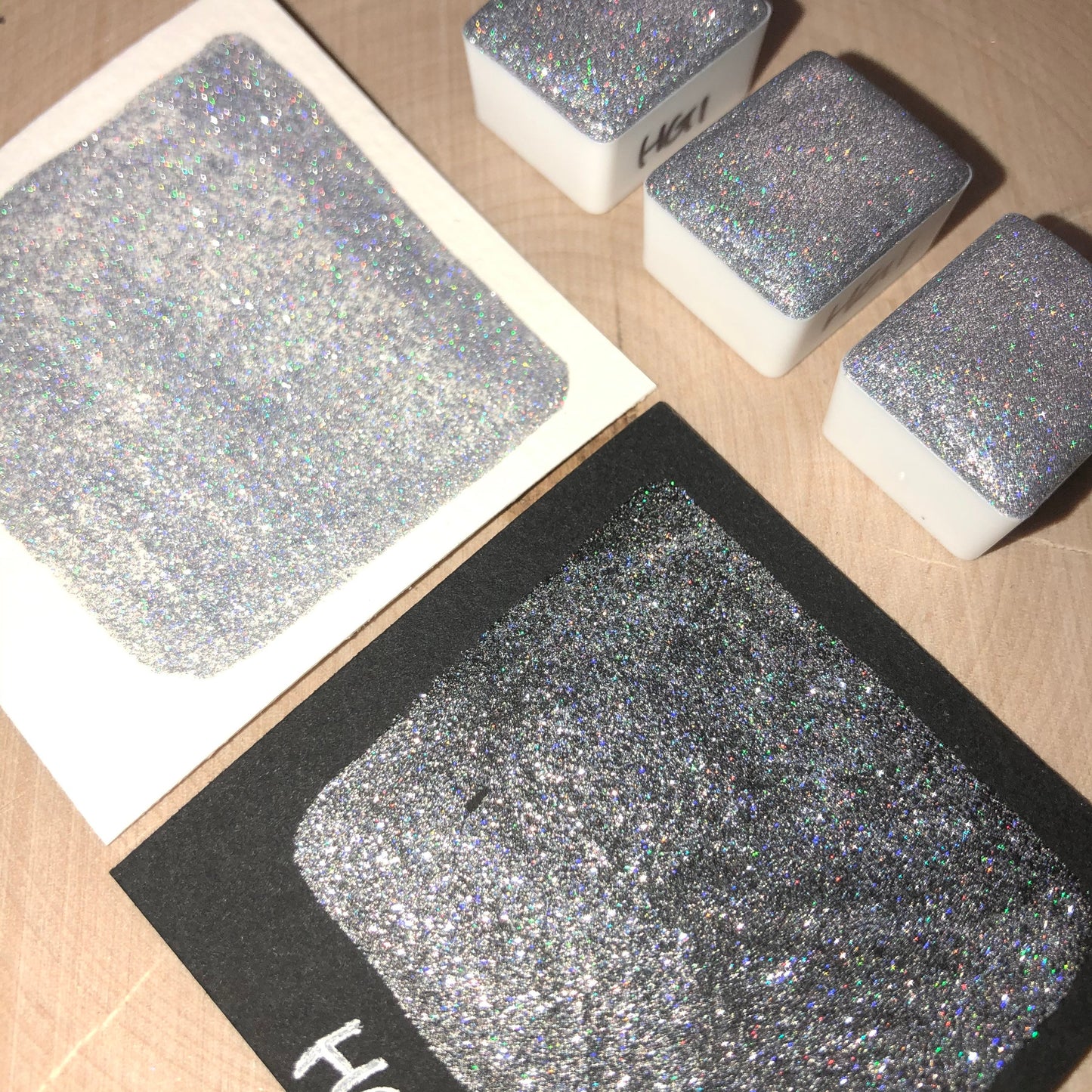 HG1 Holo Glitter Handmade watercolor paints holographic half pan