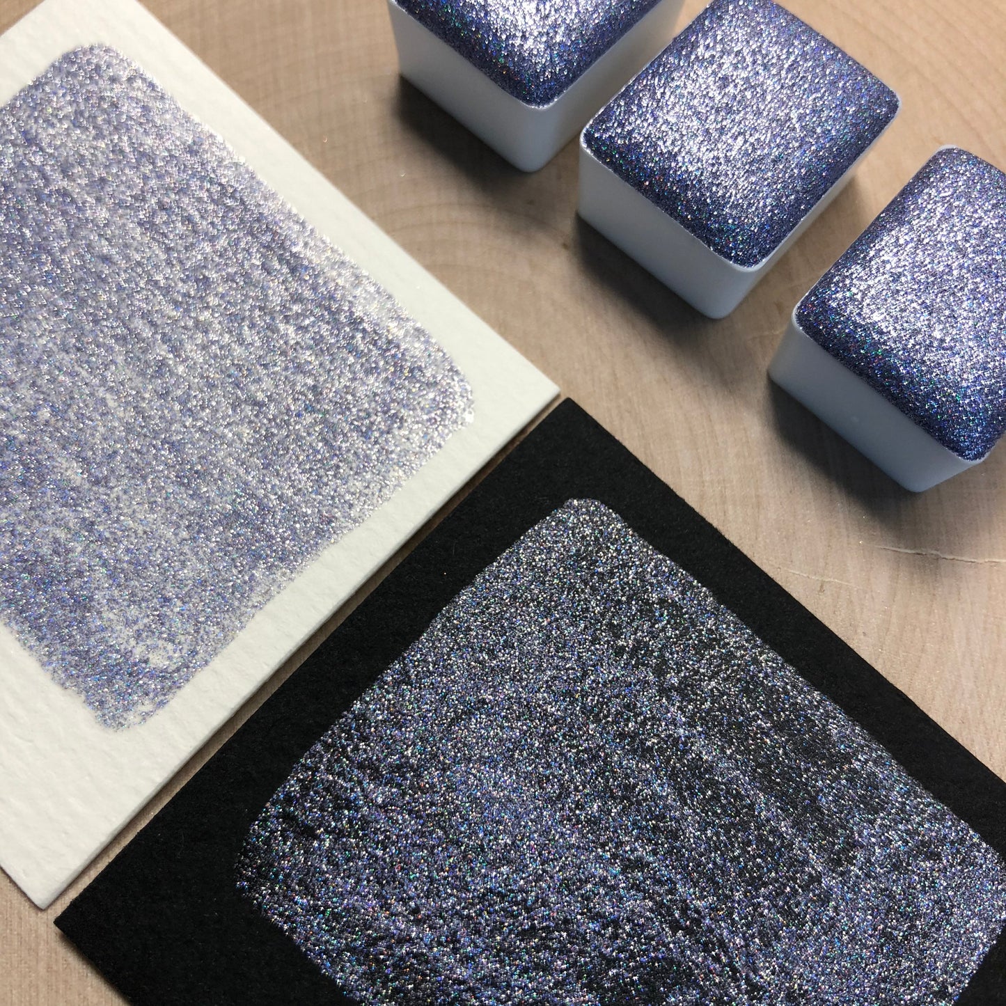 HG4 Holo Glitter Handmade watercolor paints holographic half pans.