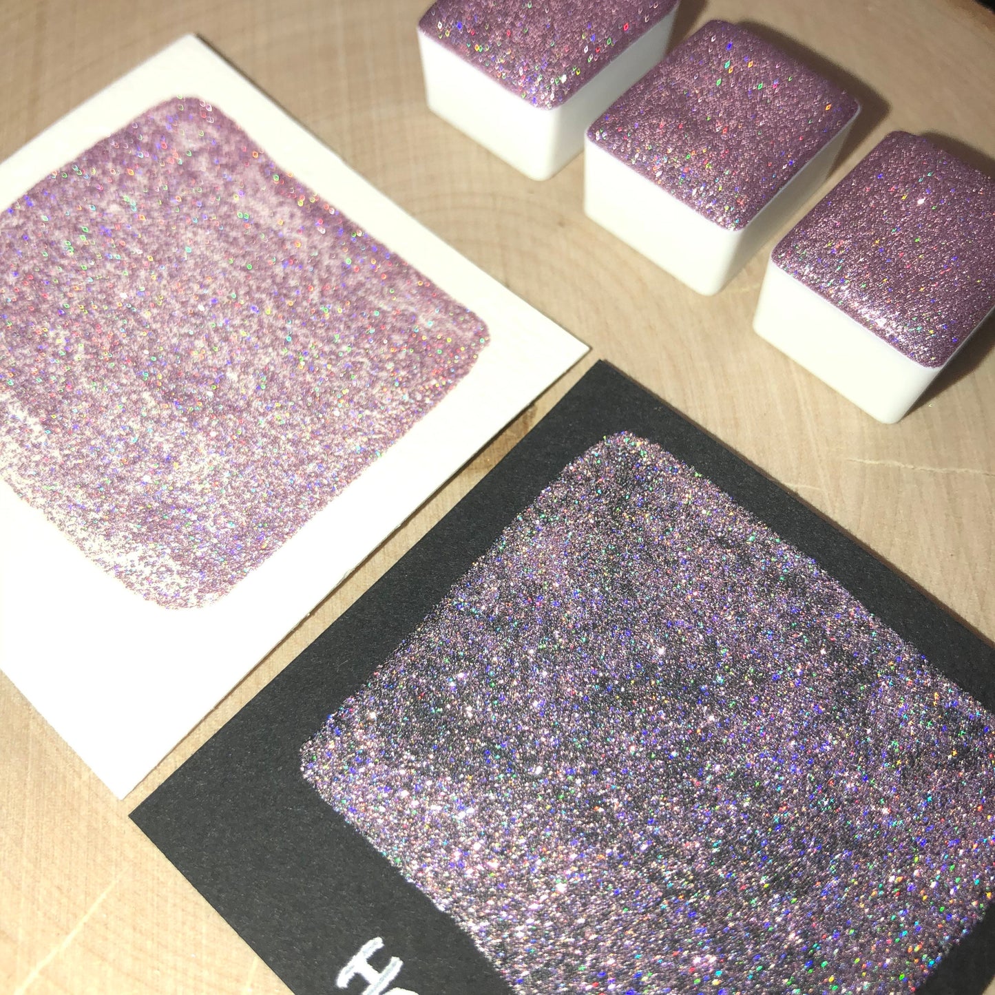 HG5 Holo Glitter Handmade watercolor paints holographic half pan