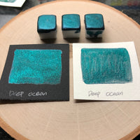 Deep ocean green watercolor paints half pans