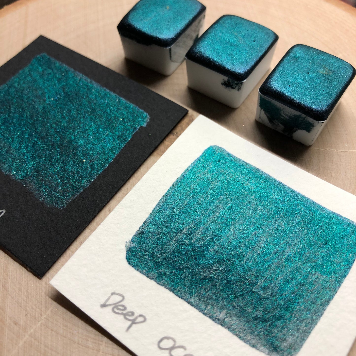 Deep ocean green watercolor paints half pans