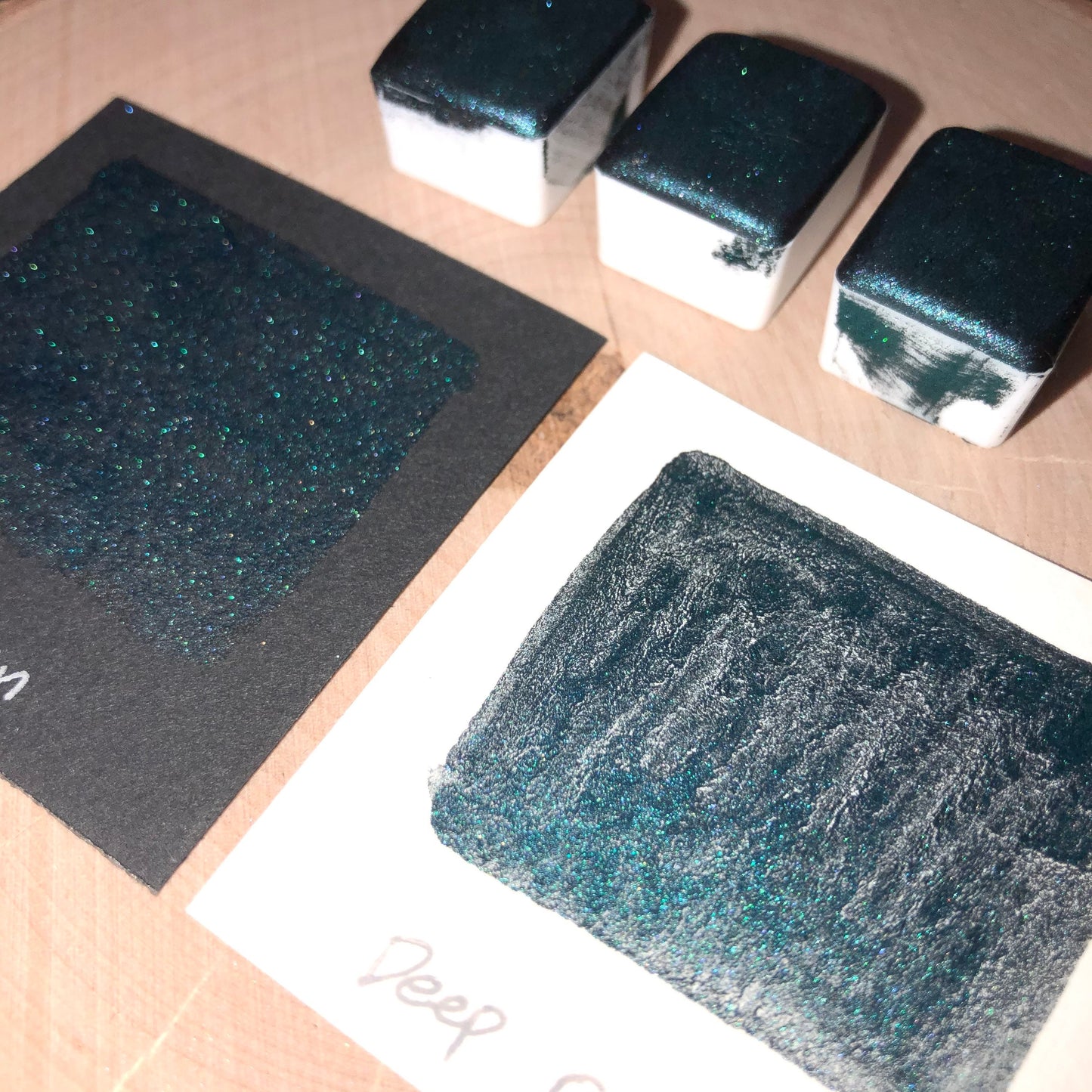 Deep ocean green watercolor paints half pans