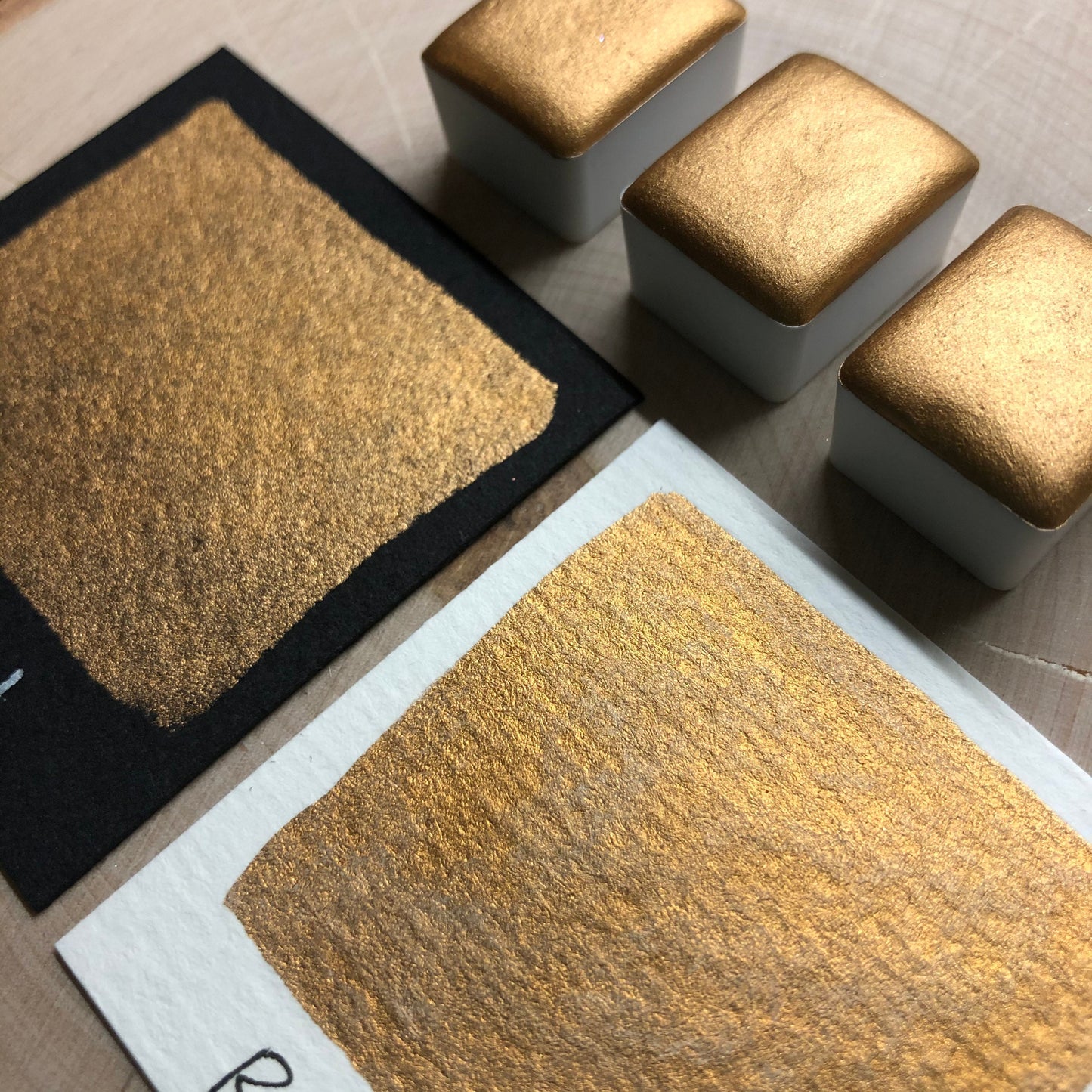 Rose Gold Extra fine watercolor paints half pan