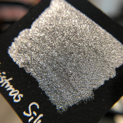 Silver Christmas Chrome watercolor paint half pan
