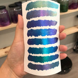 Button Oceans8 set handmade blue base chameleon color shift watercolor paint