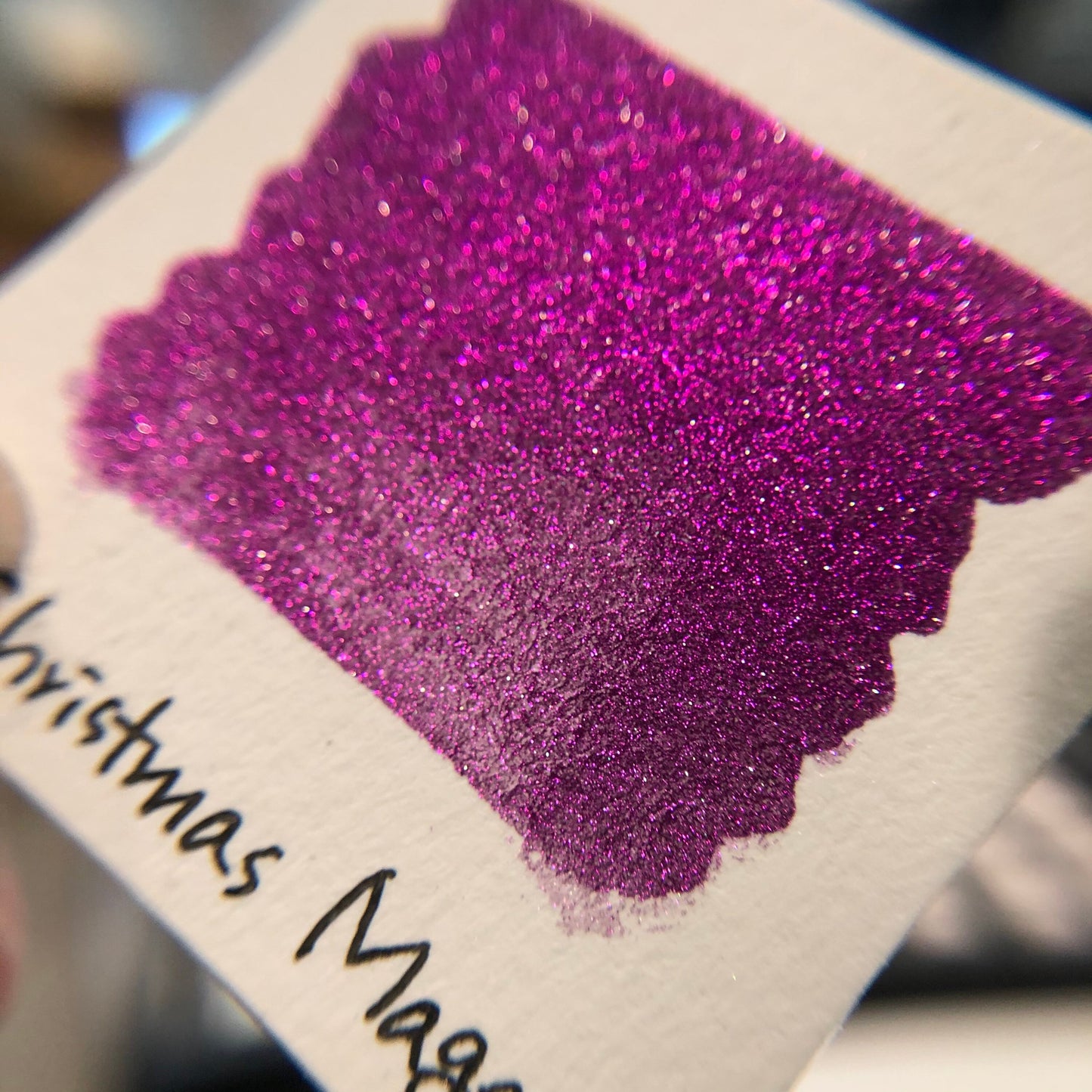 Magenta Early Christmas Chrome watercolor paint half pan