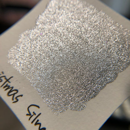 Silver Christmas Chrome watercolor paint half pan