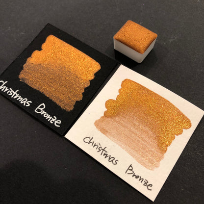 Bronze Christmas Chrome watercolor paint half pan