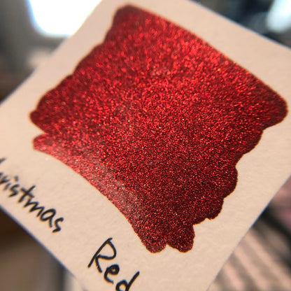 Red Christmas Chrome watercolor paint half pan