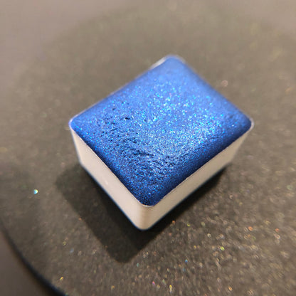 Blue Christmas Chrome watercolor paint half pan