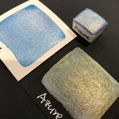 Azure blue watercolor paints Half pan