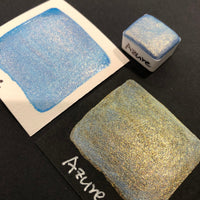 Azure blue watercolor paints Half pan