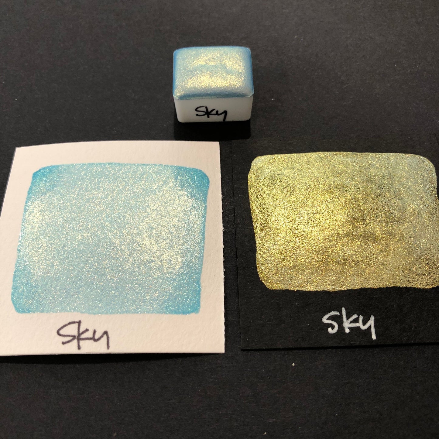 Sky watercolor blue paints Half pans