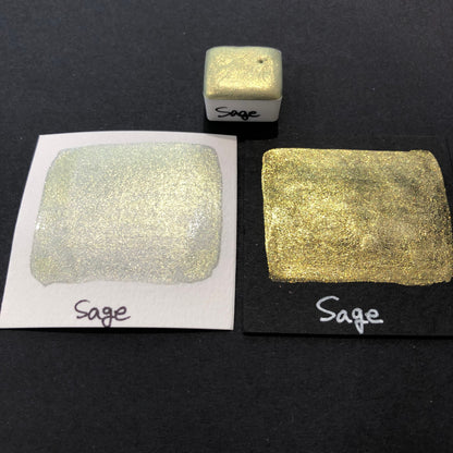 Sage green gold watercolor paints Half pan