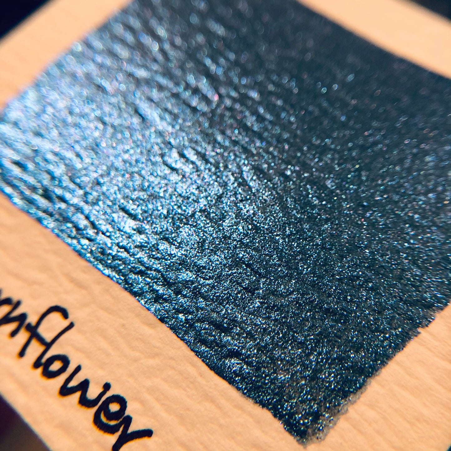 Cornflower Blue Handmade Metallic Shimmer Watercolor Paint Half Pan