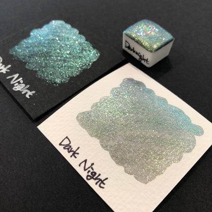 Button Night Series set Handmade Glittery Hologram shimmer watercolor Paint by iuilewatercolors