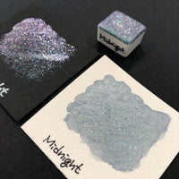 Button Night Series set Handmade Glittery Hologram shimmer watercolor Paint by iuilewatercolors