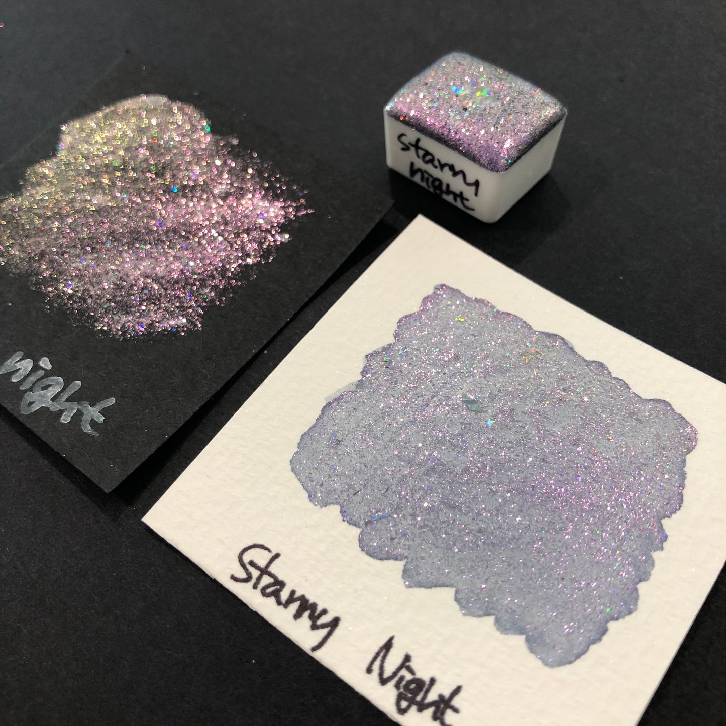 Half Night Series set Handmade Glittery Hologram shimmer watercolor Paint by iuilewatercolors