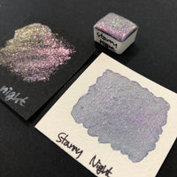 Button Night Series set Handmade Glittery Hologram shimmer watercolor Paint by iuilewatercolors