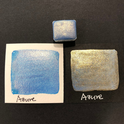 Azure blue watercolor paints Half pan