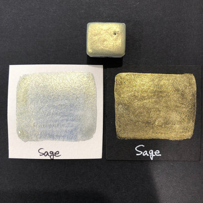 Sage green gold watercolor paints Half pan