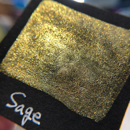 Sage green gold watercolor paints Half pan