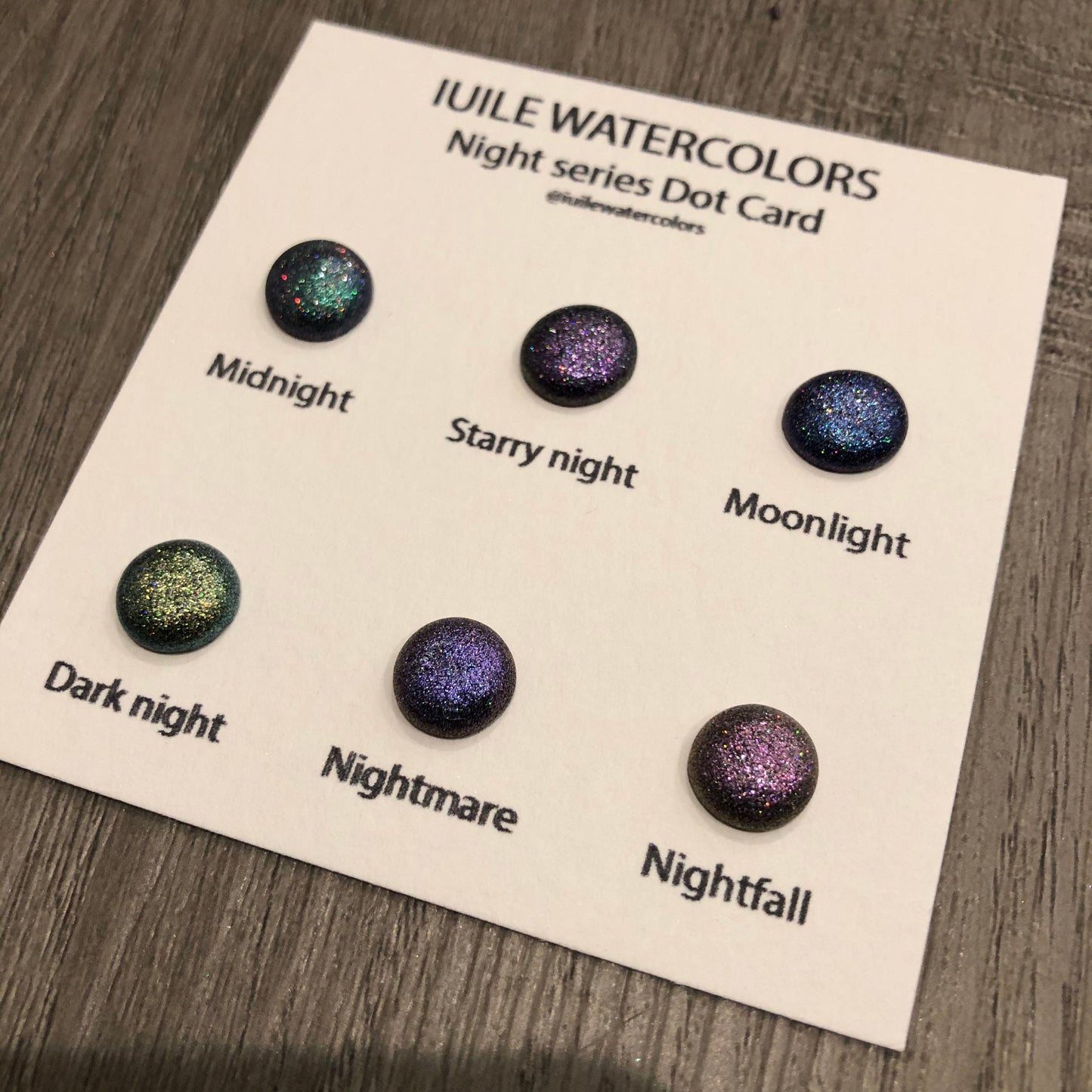 Night Dot Card Tester Sampler Watercolor Shimmer Glittery Paints